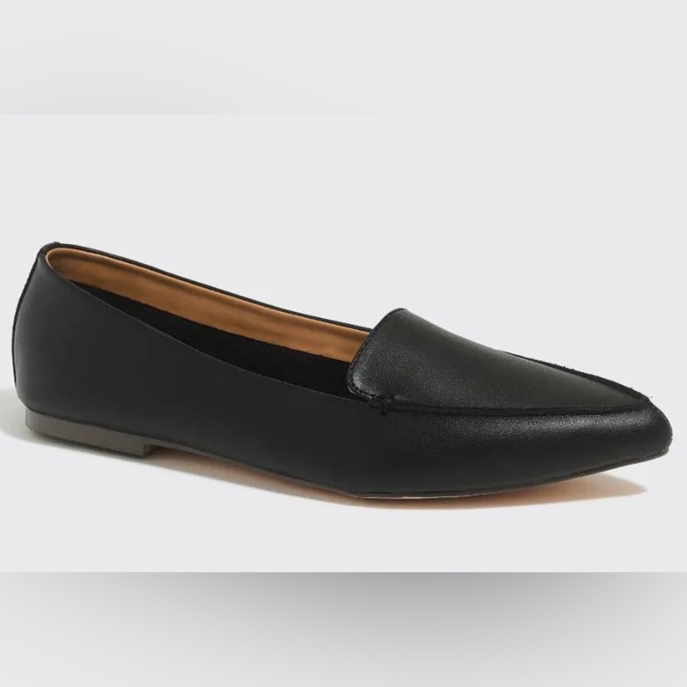 J.Crew Factory Edie Leather Pointed Toe Loafers Black Size 10